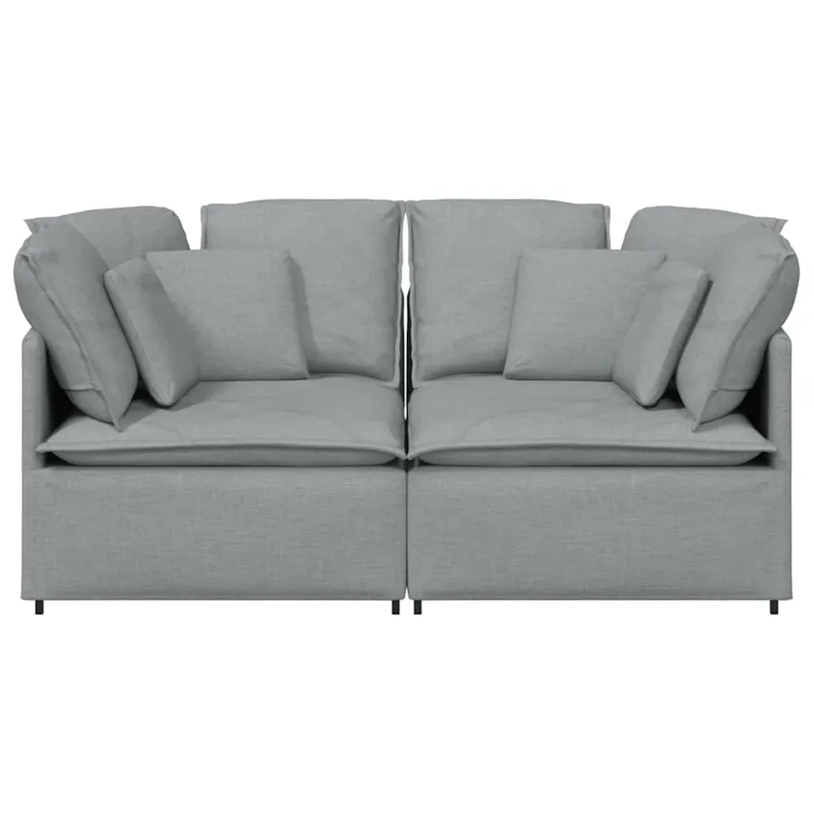 Canapé modulable avec coussins en tissu gris clair - 4
