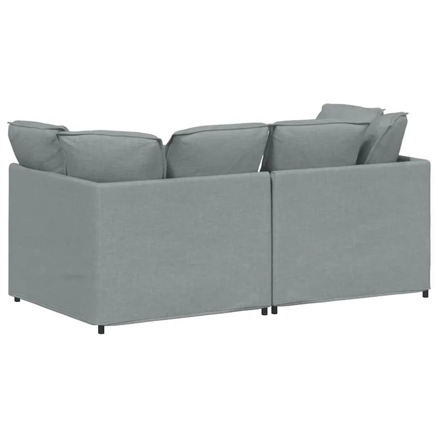 Canapé modulable avec coussins en tissu gris clair - 6