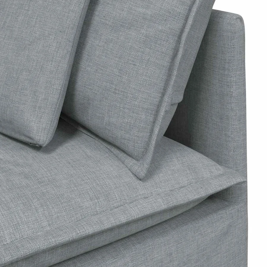 Canapé modulable avec coussins en tissu gris clair - 7