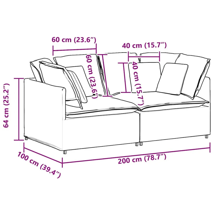 Canapé modulable avec coussins en tissu gris clair - 9