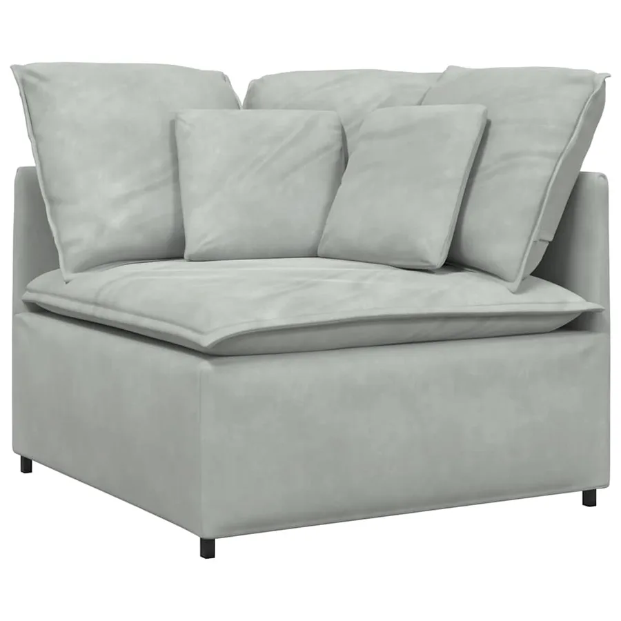Canapé modulable avec coussins velours gris clair - 3