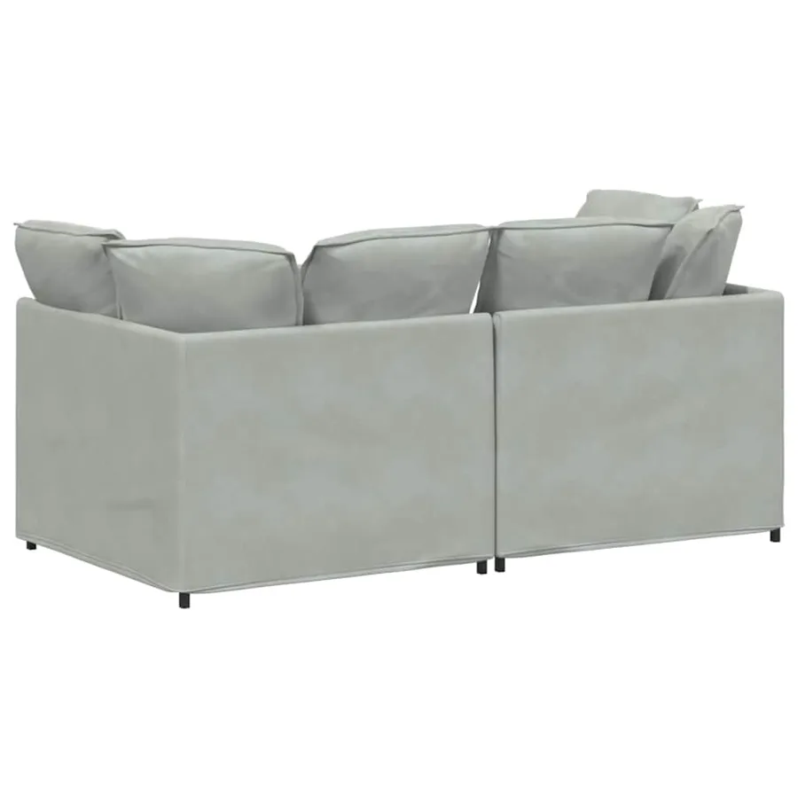 Canapé modulable avec coussins velours gris clair - 6