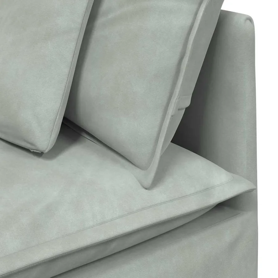 Canapé modulable avec coussins velours gris clair - 7