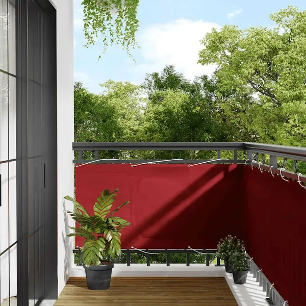 Paravent de balcon rouge 75 x 1000 cm 100 % polyester Oxford
