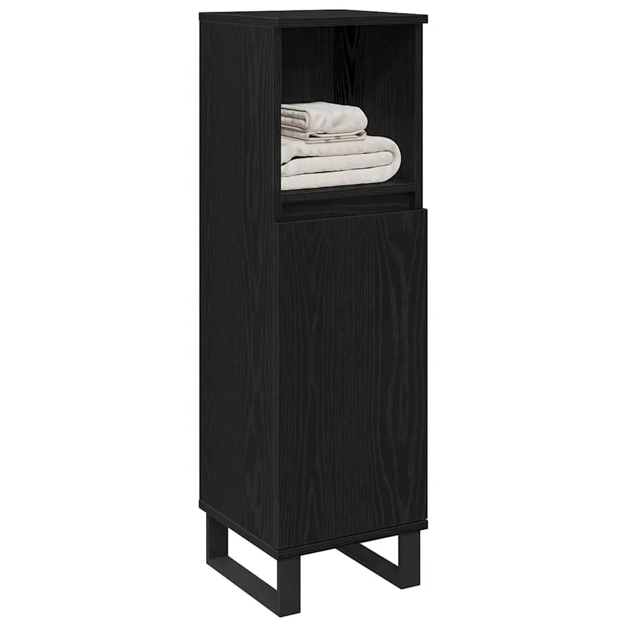Cabinet de salle de bain avec porte Chêne noir 30 x 30 x 100 cm - 3