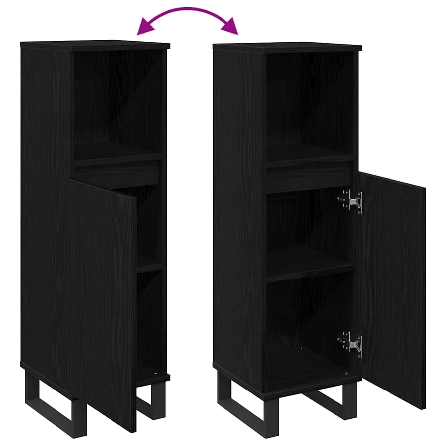 Cabinet de salle de bain avec porte Chêne noir 30 x 30 x 100 cm - 8