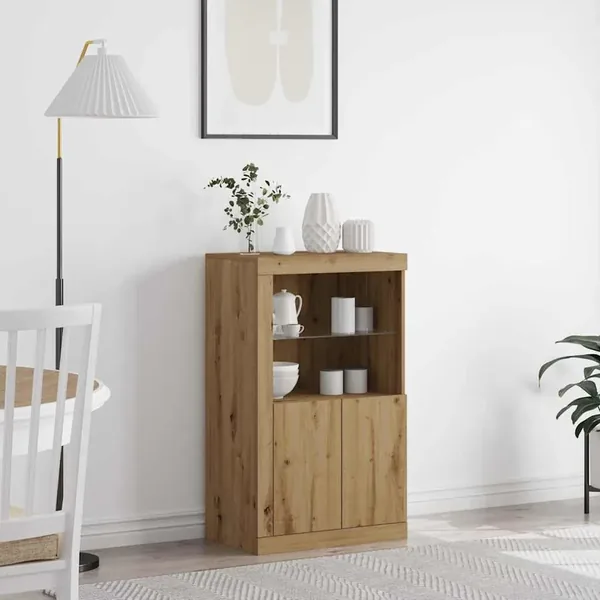 Buffet LED 60,5 x 37 x 100 cm Bois d'ingénierie Chêne artisanal