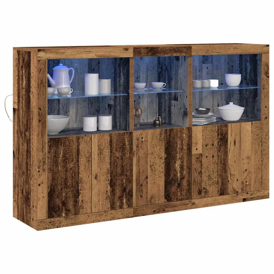 Buffet LED Bois ancien 162 x 37 x 100 cm Bois d'ingénierie - 3