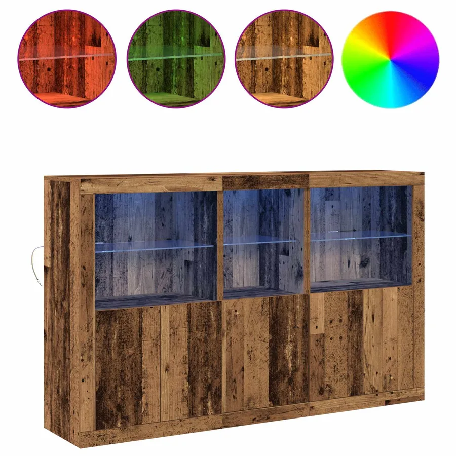 Buffet LED Bois ancien 162 x 37 x 100 cm Bois d'ingénierie - 4