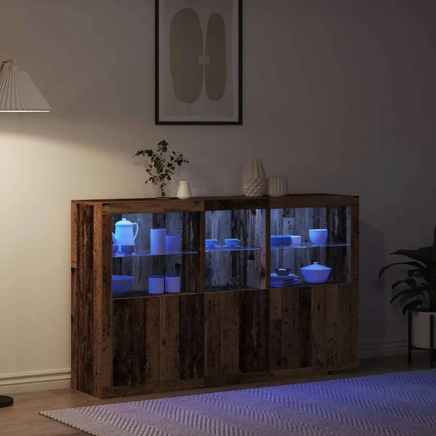 Buffet LED Bois ancien 162 x 37 x 100 cm Bois d'ingénierie - 5