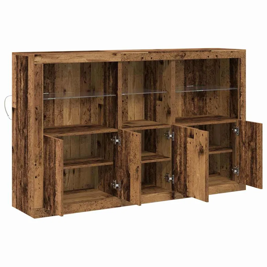 Buffet LED Bois ancien 162 x 37 x 100 cm Bois d'ingénierie - 7