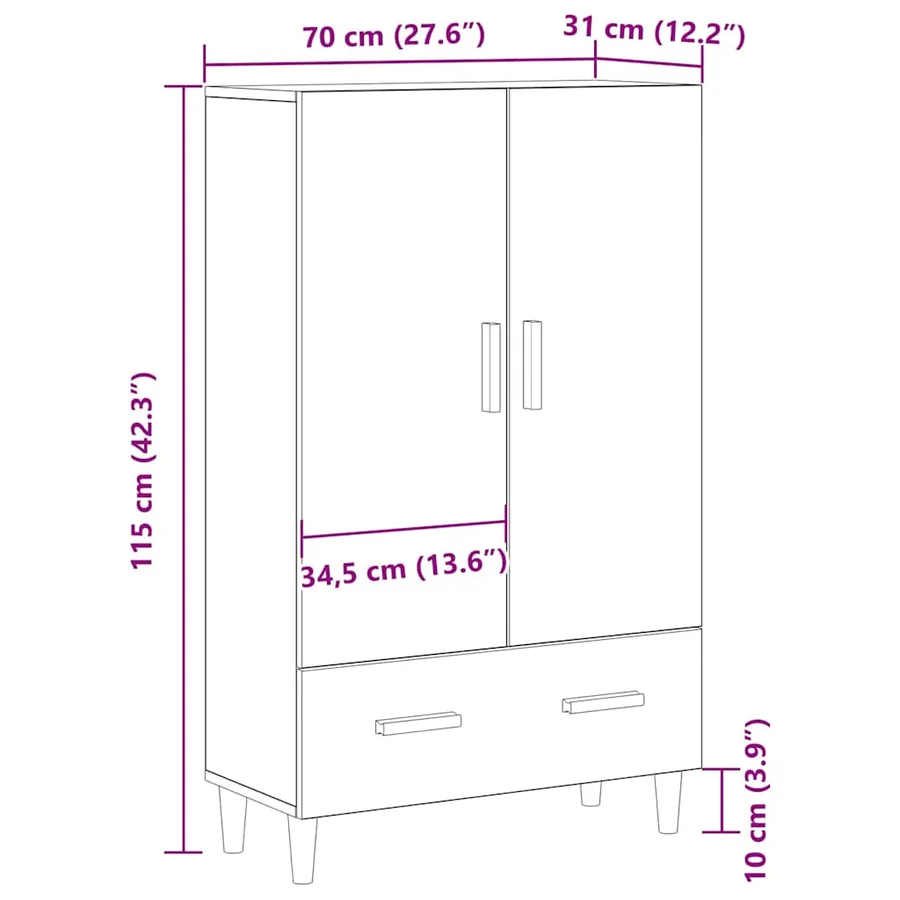 Haut Armoire Chêne noir 70 x 31 x 115 cm Bois d'ingénierie - 13