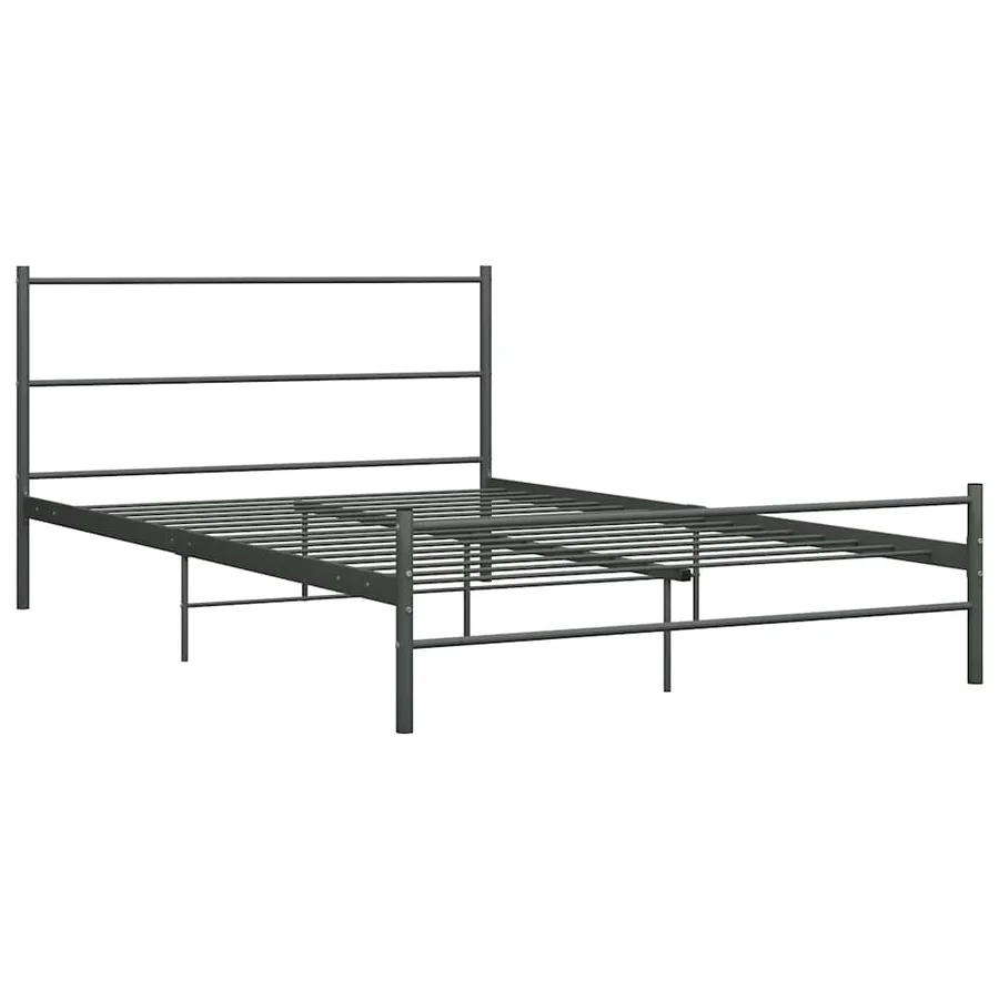 Cadre de lit sans matelas gris métal 120x200 cm - 2