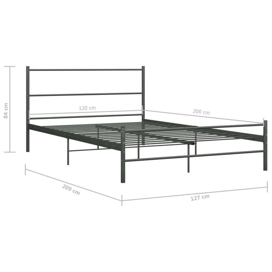 Cadre de lit sans matelas gris métal 120x200 cm - 7