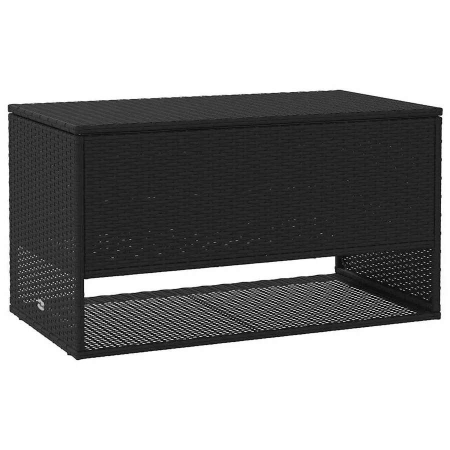 Coffre à coussins d'extérieur noir 100x55x55,5cm résine tressée - 2
