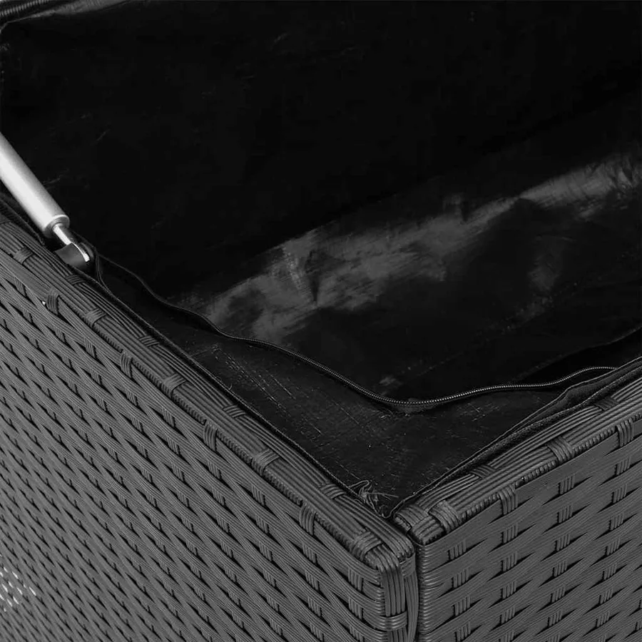 Coffre à coussins d'extérieur noir 100x55x55,5cm résine tressée - 8