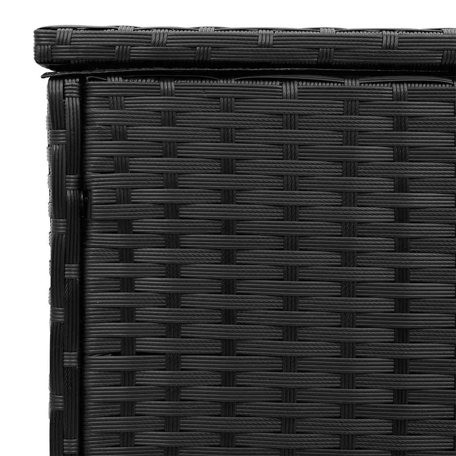 Coffre à coussins d'extérieur noir 100x55x55,5cm résine tressée - 9