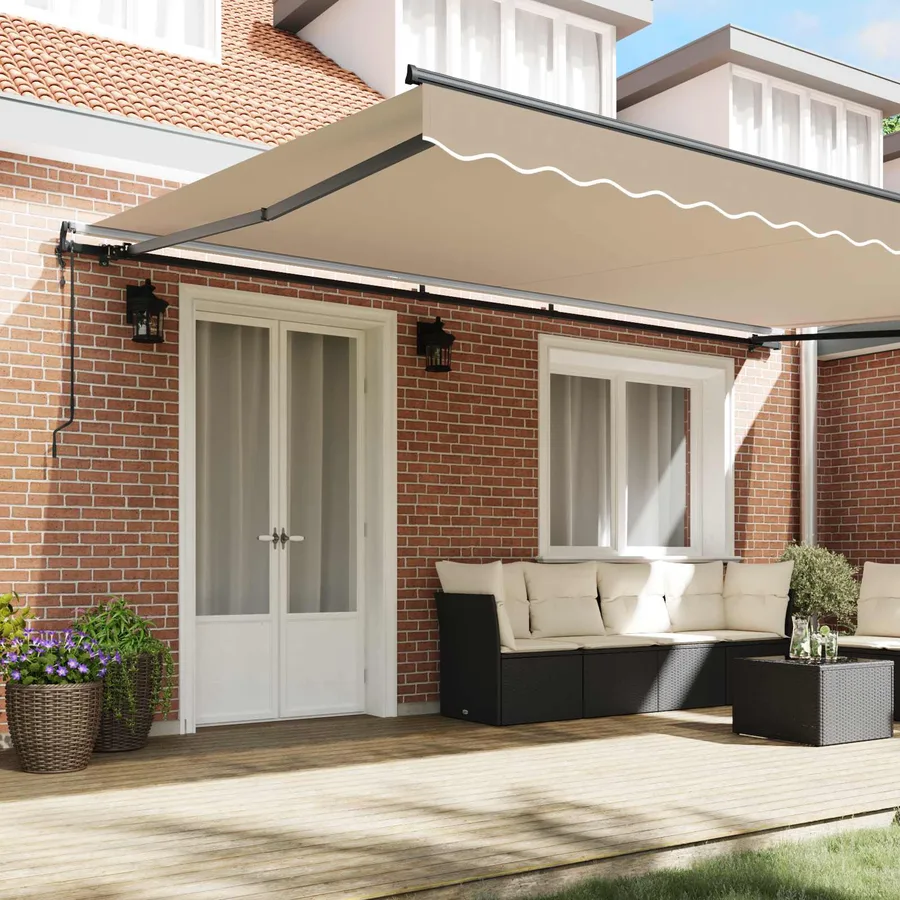 Auvent rétractable Beige 500 × 350 cm Tissu et Aluminium - 3