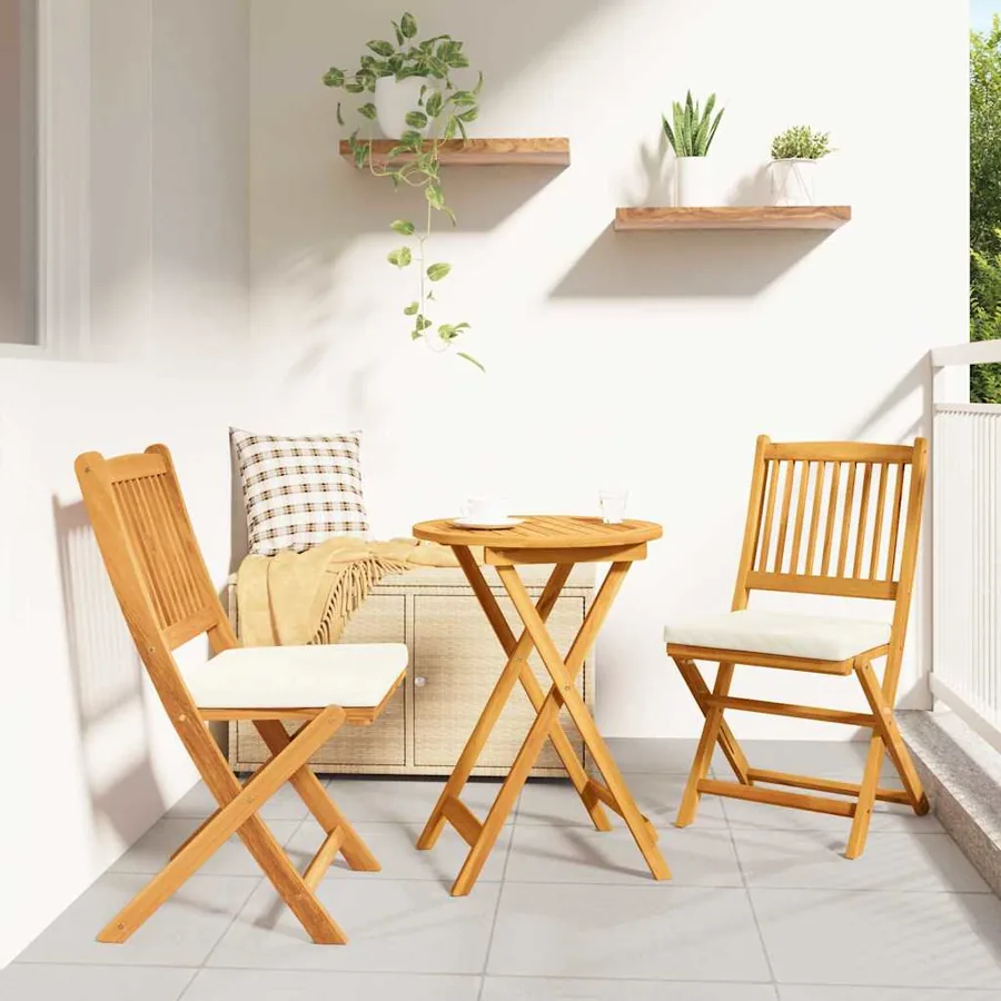 Ensemble bistro de jardin 3 pcs Marron Bois d'Acacia Massif