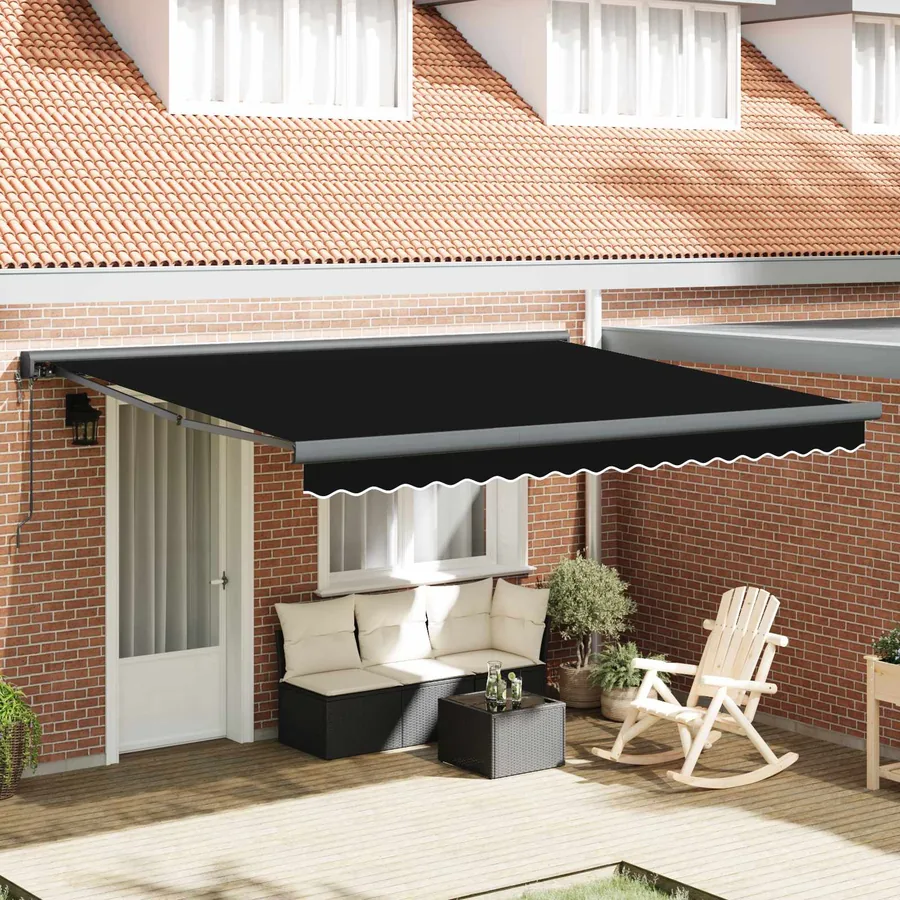 Auvent rétractable Noir 400 × 300 cm Tissu et Métal