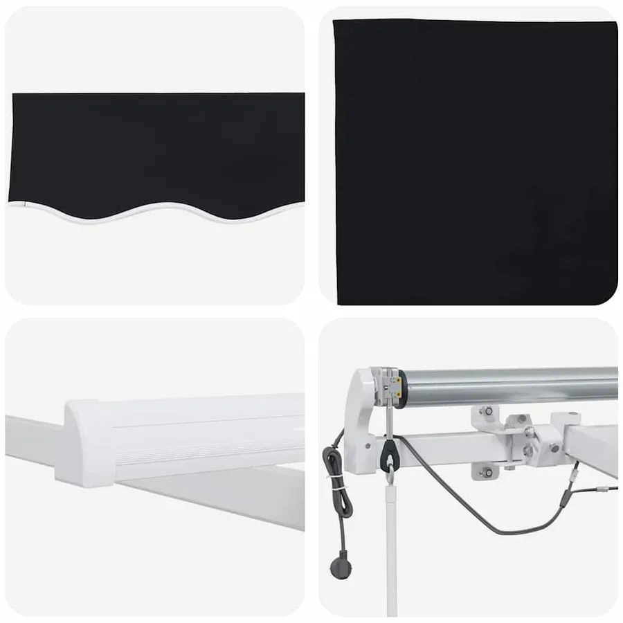Auvent rétractable Noir 400 × 300 cm Polyester - 10