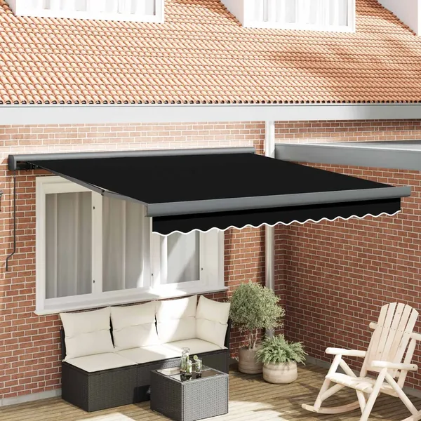 Auvent rétractable Noir 300 x 250 cm Toile et Aluminium