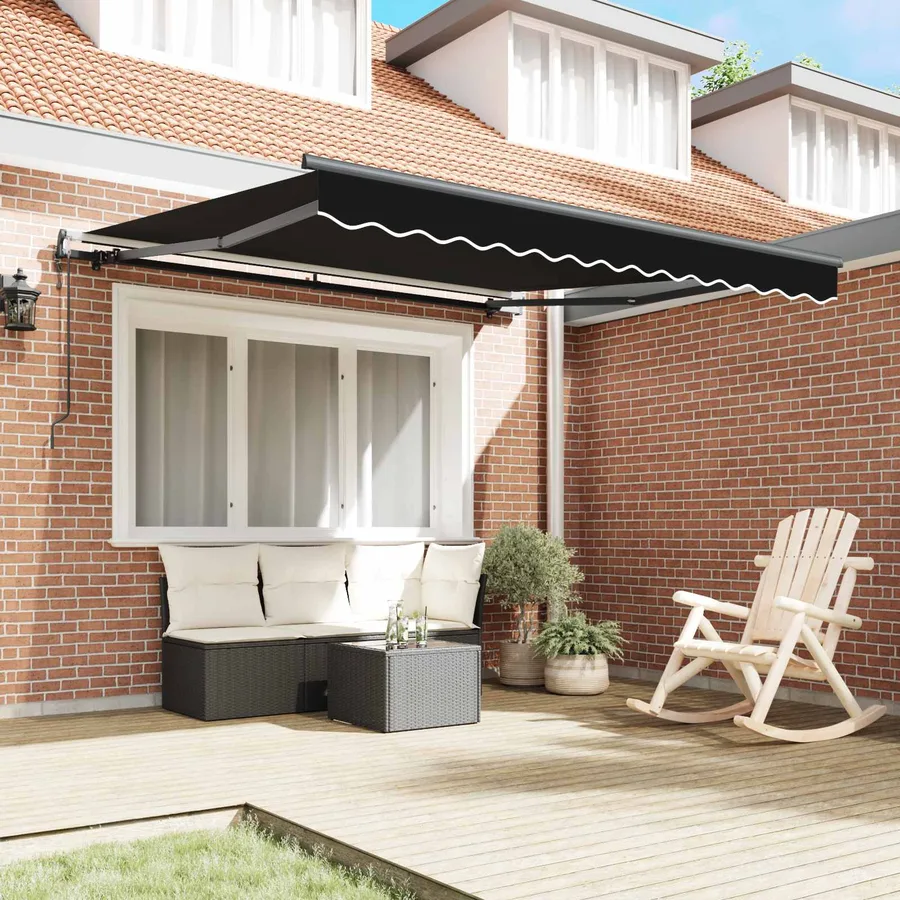 Auvent rétractable Noir 300 x 250 cm Tissu et Aluminium - 3
