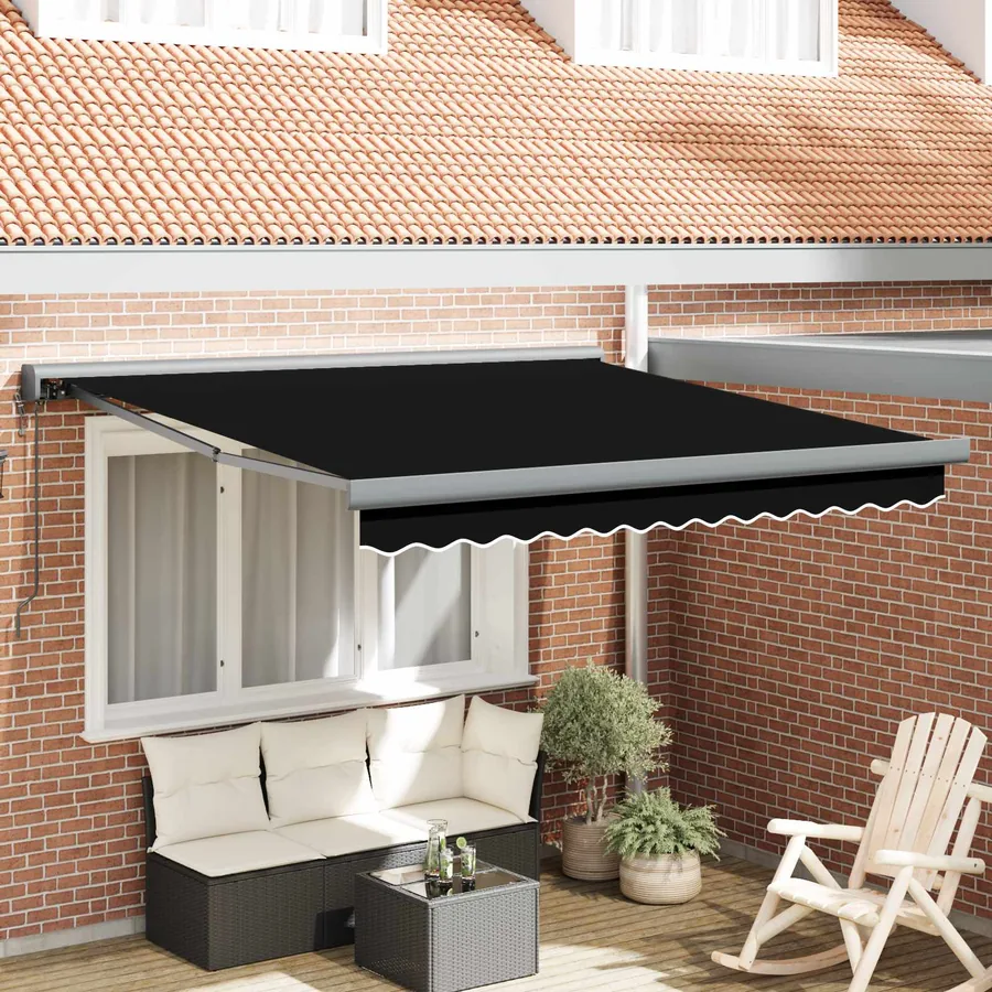 Auvent rétractable Noir 350 x 250 x 165 cm Tissu et Métal