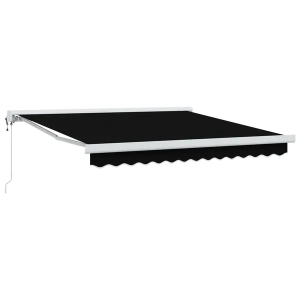 Auvent rétractable Noir 350 x 250 cm Tissu et Métal