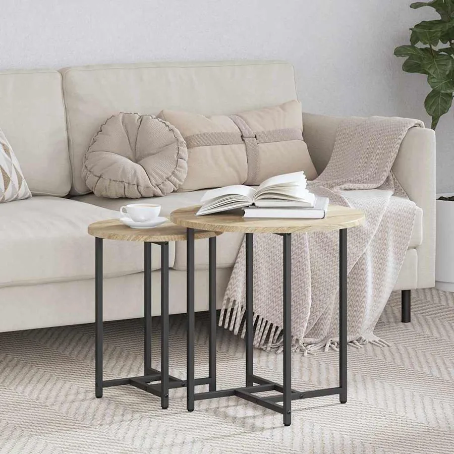 Ensemble de tables d'appoint 2 pcs Chêne Sonoma et noir