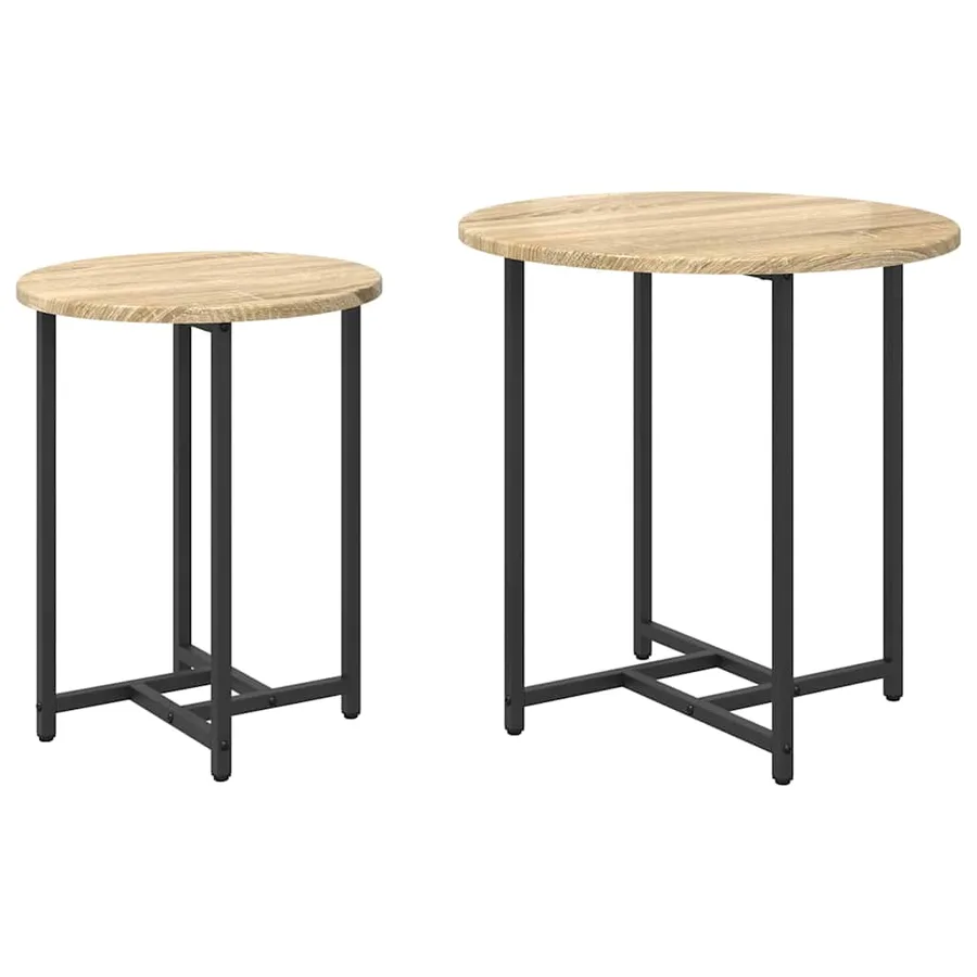 Ensemble de tables d'appoint 2 pcs Chêne Sonoma et noir - 2