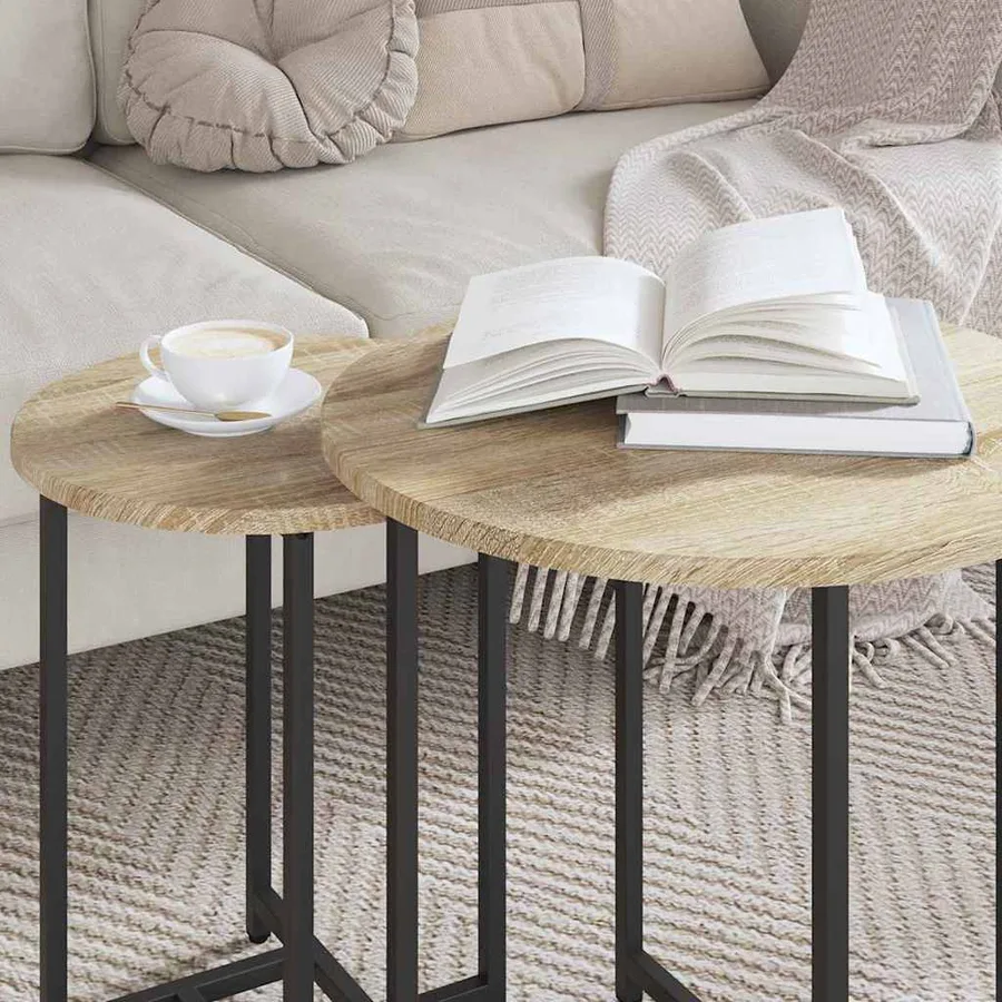 Ensemble de tables d'appoint 2 pcs Chêne Sonoma et noir - 4