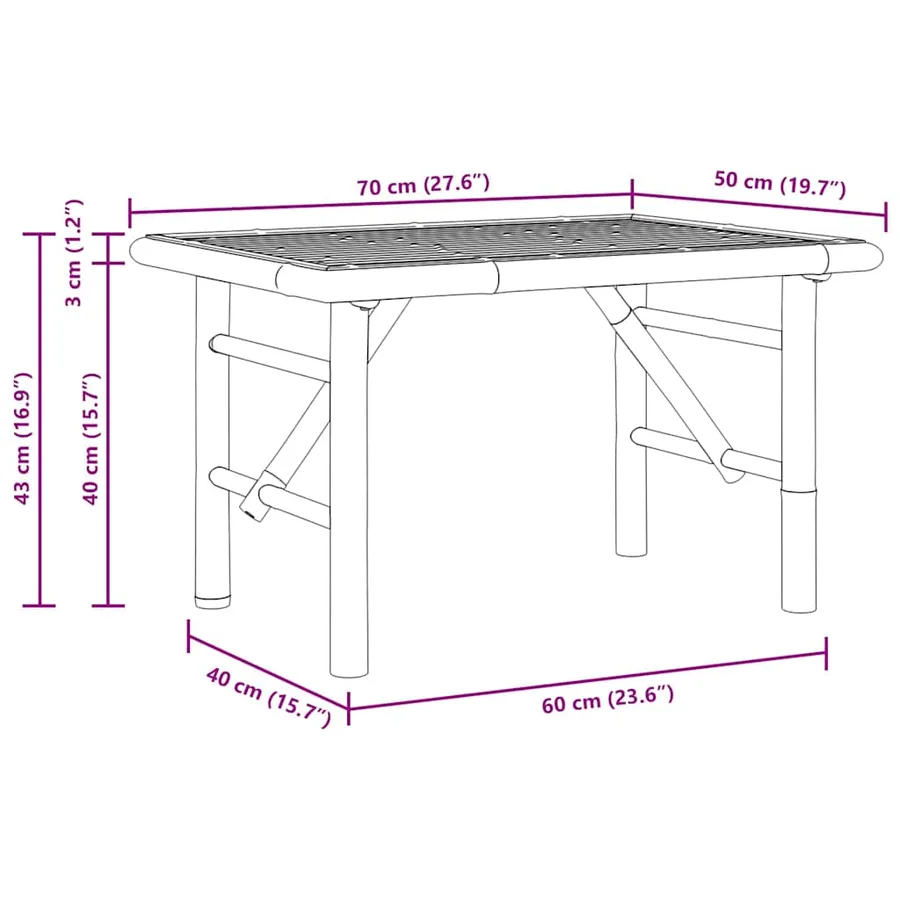 Table basse Marron 70 x 40 x 36 cm Bambou - 10