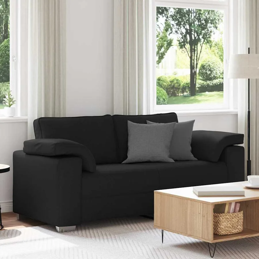 Canapé deux places Noir 180 cm tissu