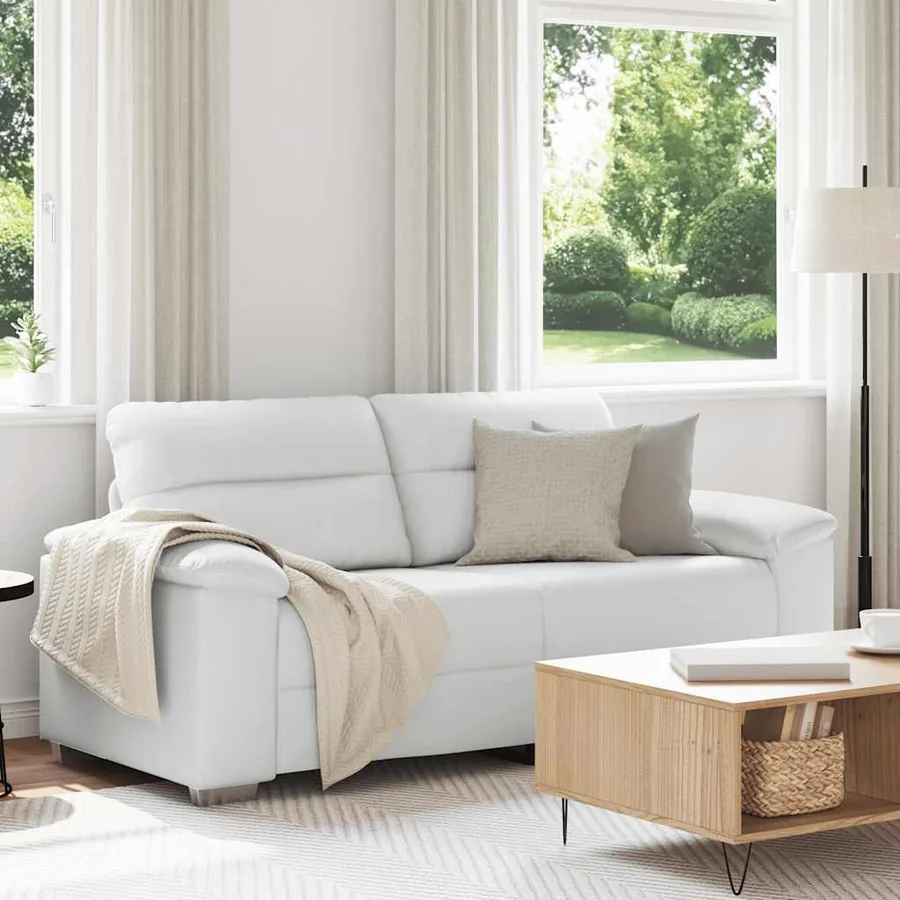 Canapé 2 places blanc 180x81x84 cm en similicuir