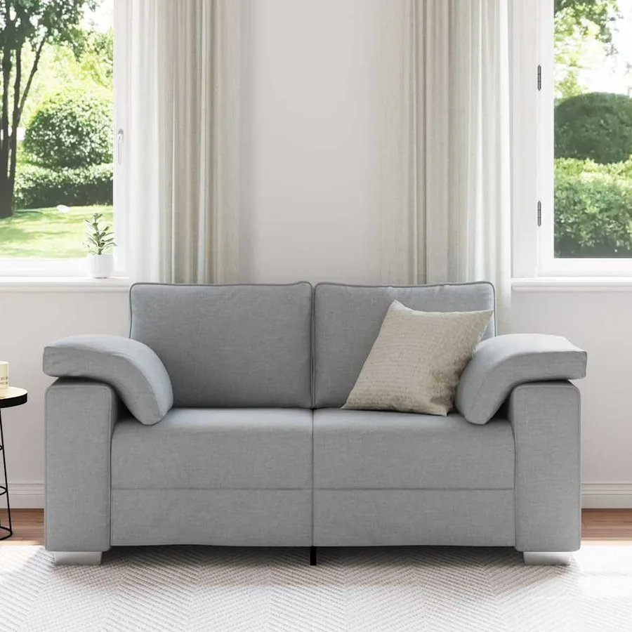 Canapé deux places Gris clair 160 cm tissu - 3