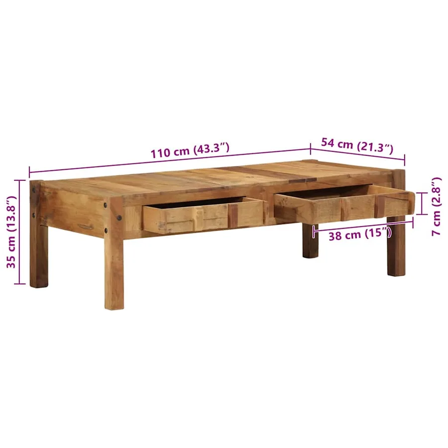 Table basse Marron 110 x 54 x 35 cm Bois Recyclé Solide - 13