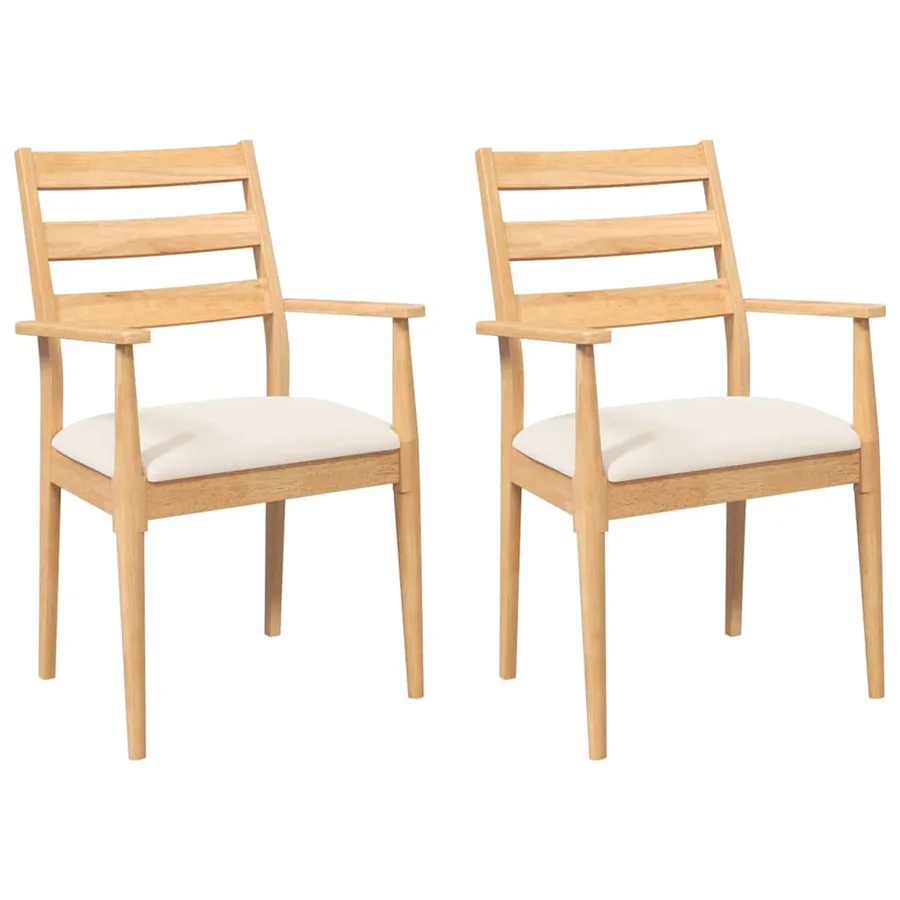 Chaises de salle à manger avec coussins (2 pcs) bois massif caoutchouc - 2