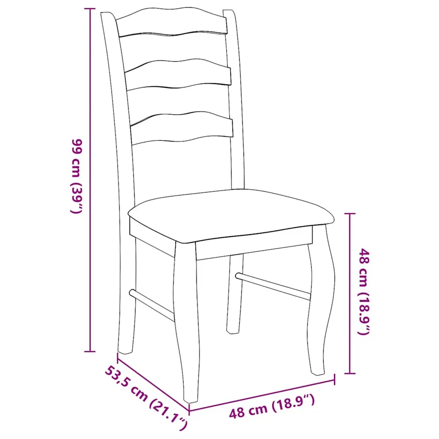 Chaises de salle à manger avec coussins (2 pcs) bois massif marron caoutchouc - 11