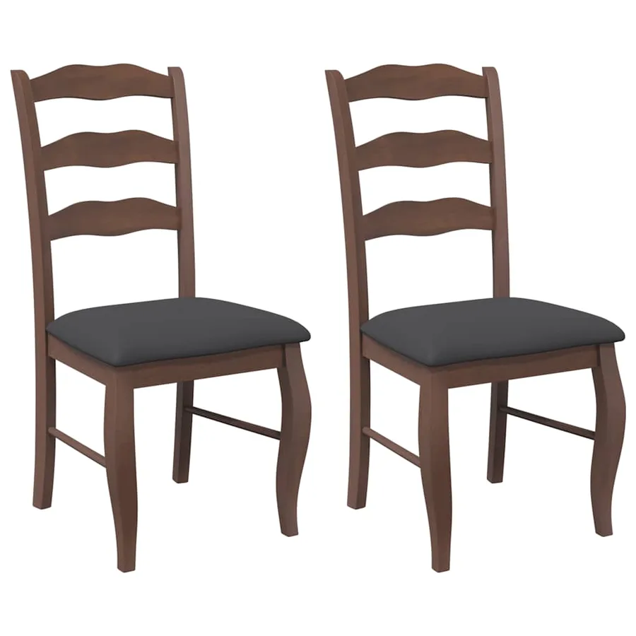 Chaises de salle à manger avec coussins (2 pcs) bois massif marron caoutchouc - 2