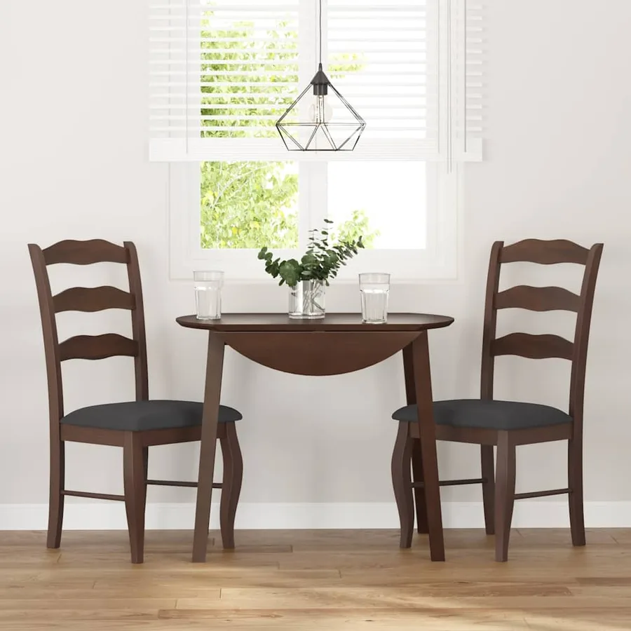 Chaises de salle à manger avec coussins (2 pcs) bois massif marron caoutchouc - 3