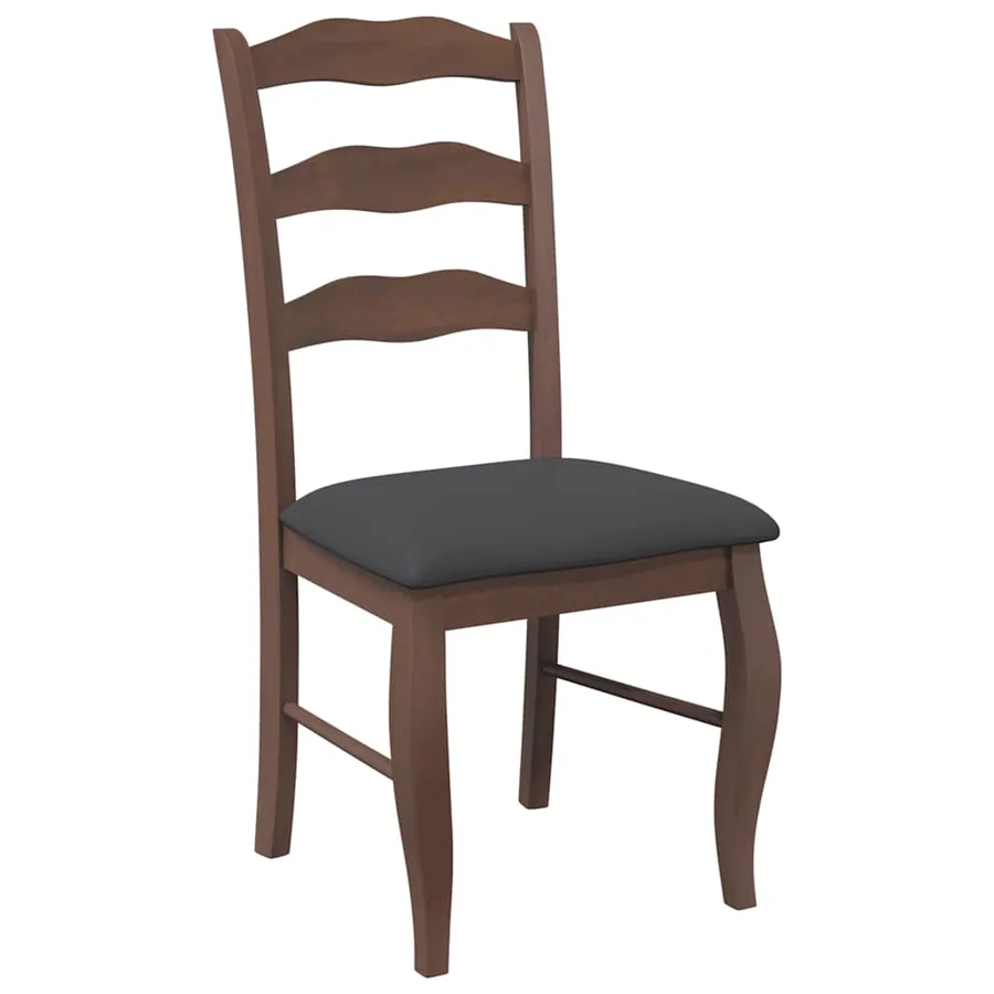 Chaises de salle à manger avec coussins (2 pcs) bois massif marron caoutchouc - 4