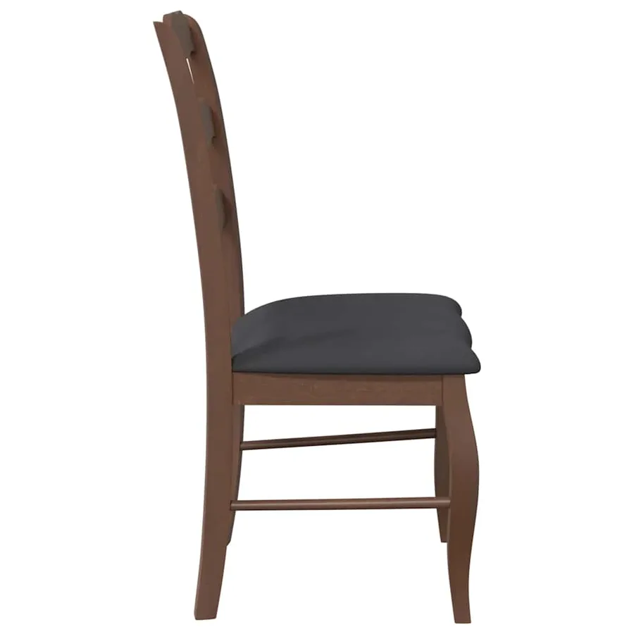 Chaises de salle à manger avec coussins (2 pcs) bois massif marron caoutchouc - 6