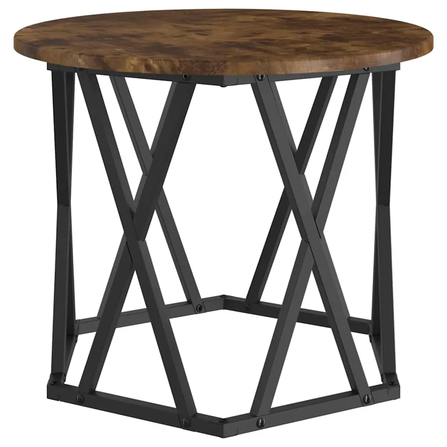 Table d'appoint 2 pcs Chêne fumé Bois d'ingénierie et acier - 6
