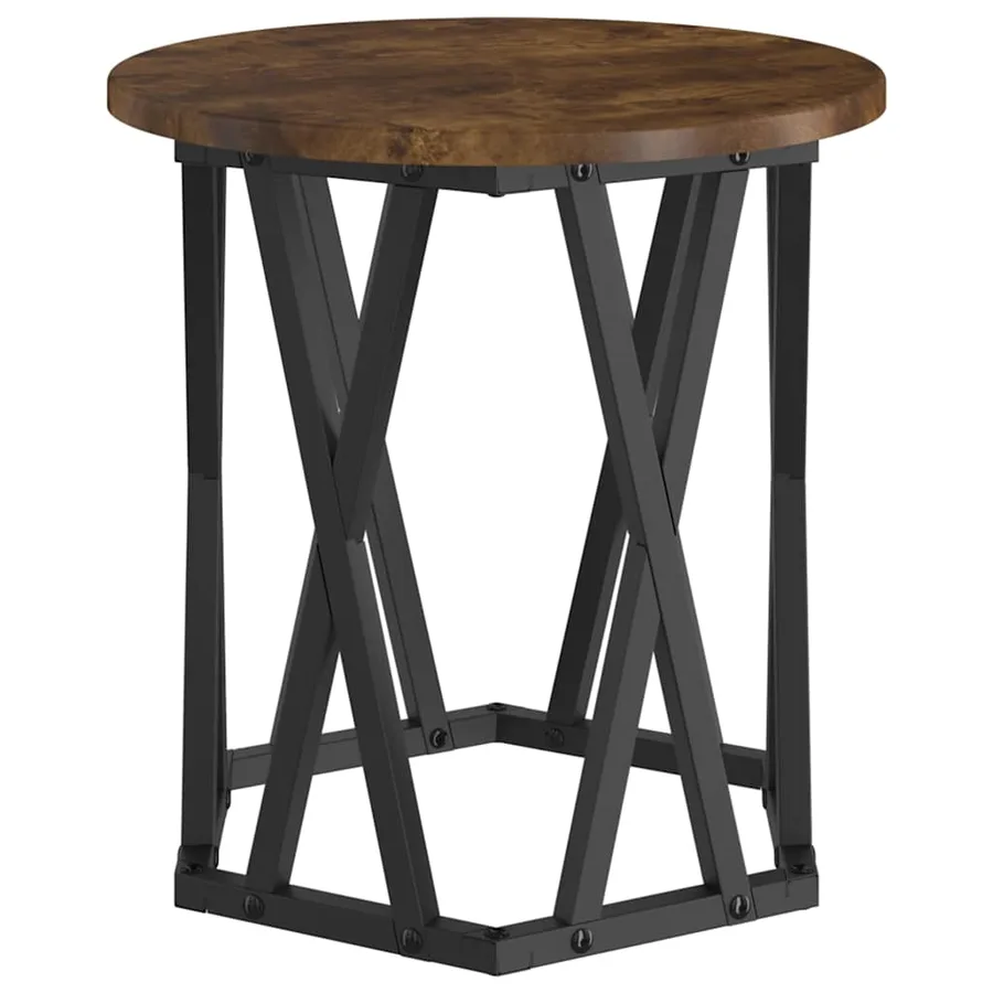 Table d'appoint 2 pcs Chêne fumé Bois d'ingénierie et acier - 7