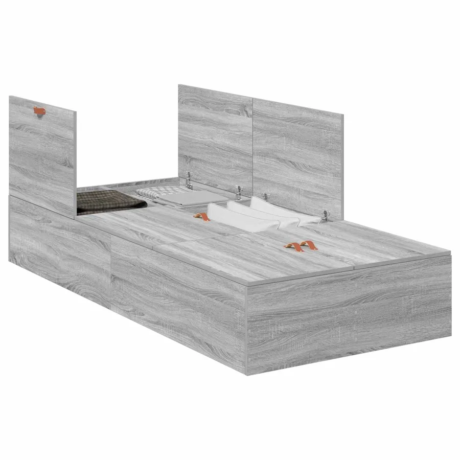 Cadre de lit avec rangement Gris Sonoma 100 x 200 cm - 2