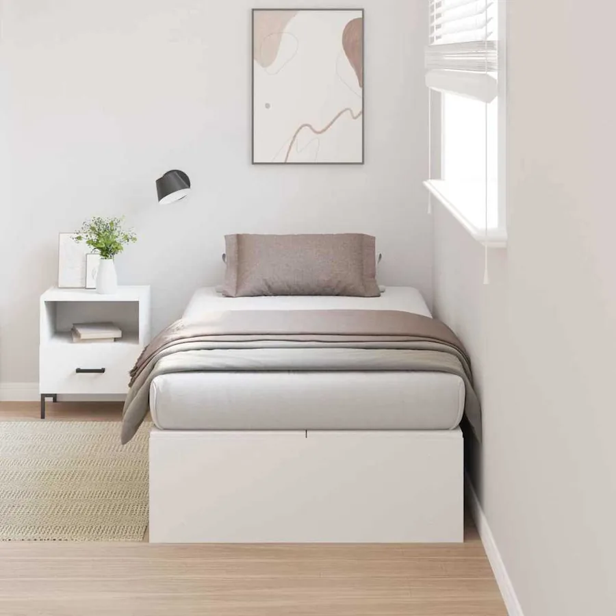 Cadre de lit avec rangement avec stockage Blanc 100 x 200 cm