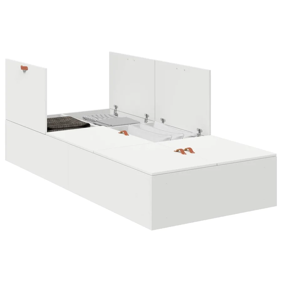 Cadre de lit avec rangement avec stockage Blanc 100 x 200 cm - 2