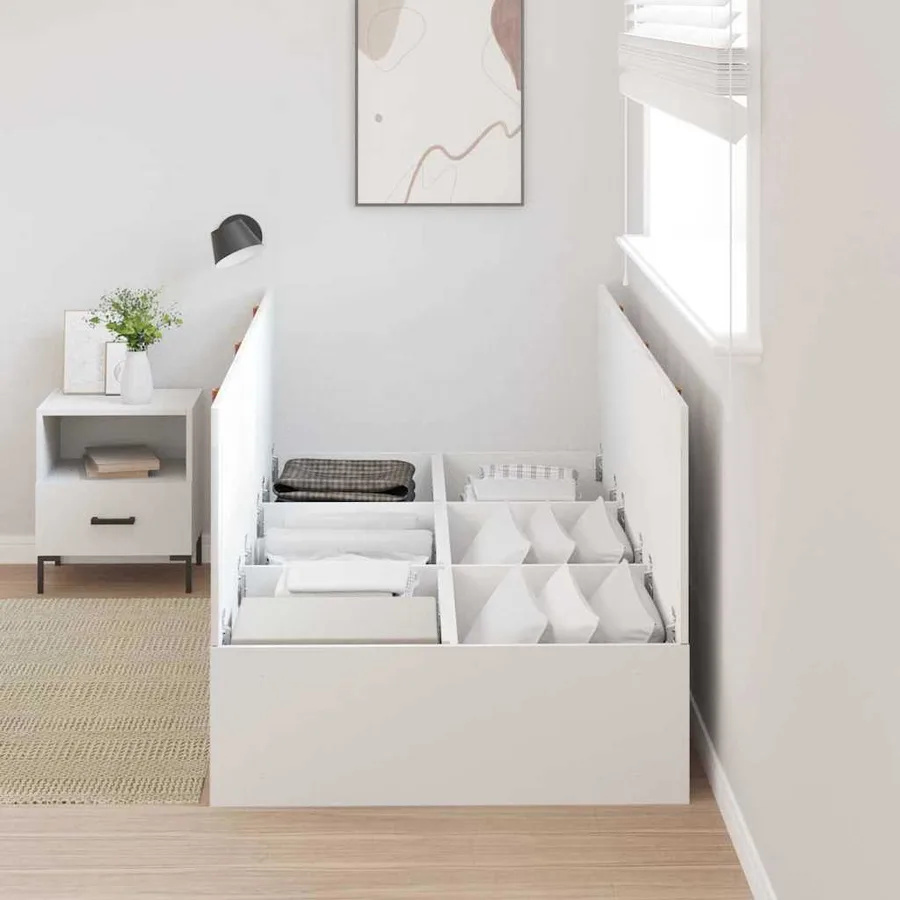 Cadre de lit avec rangement avec stockage Blanc 100 x 200 cm - 3