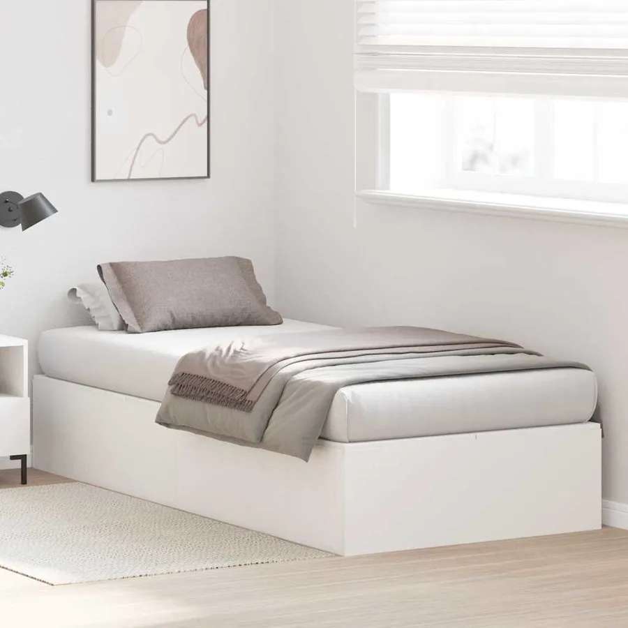 Cadre de lit avec rangement avec stockage Blanc 100 x 200 cm - 4